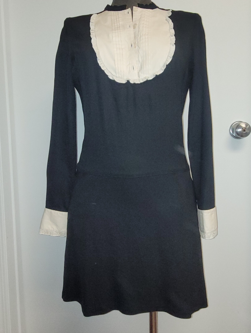 Love Moschino Black Dress with White Bib and Cuffs